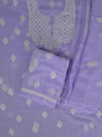 Load image into Gallery viewer, Seva Chikan Hand Embroidered Mauve Georgette Lucknowi Chikankari Unstitched Suit Piece-SCL13112
