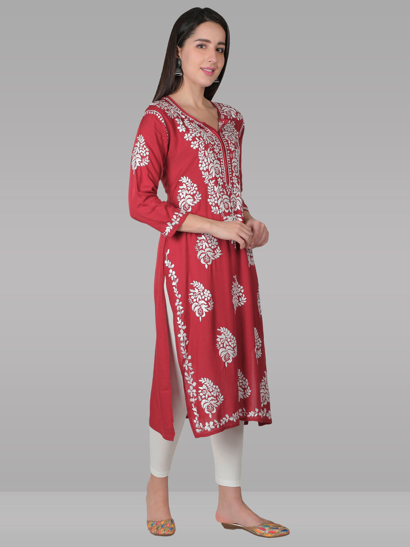 Seva Chikan Hand Embroidered Modal Cotton Lucknowi Chikankari Kurta