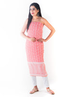 Load image into Gallery viewer, Seva Chikan Hand Embroidered Peach Georgette Lucknowi Chikankari Unstitched Suit Piece-SCL1594