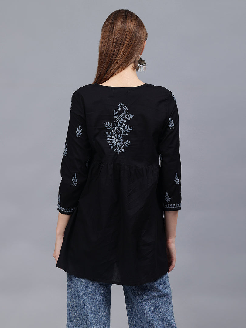 Seva Chikan Hand Embroidered Cotton Lucknowi Chikan Top