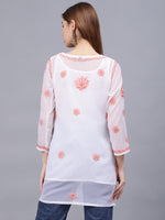 Load image into Gallery viewer, Seva Chikan Hand Embroidered Georgette Lucknowi Chikankari Top With Slip