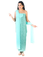 Load image into Gallery viewer, Seva Chikan Hand Embroidered Sea Green Cotton Lucknowi Chikankari Unstitched Suit Piece-SCL1688