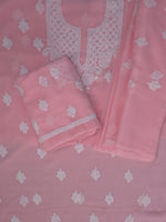 Load image into Gallery viewer, Seva Chikan Hand Embroidered Peach Georgette Lucknowi Chikankari Unstitched Suit Piece-SCL13110