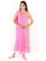 Load image into Gallery viewer, Seva Chikan Hand Embroidered Pink Cotton Lucknowi Chikankari Unstitched Suit Piece-SCL1687