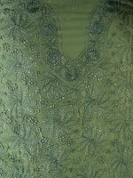 Load image into Gallery viewer, Seva Chikan Hand Embroidered Green Georgette Lucknowi Chikankari Unstitched Suit Piece-SCL1604