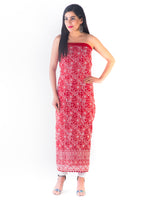 Load image into Gallery viewer, Seva Chikan Hand Embroidered Red Georgette Lucknowi Chikankari Unstitched Suit Piece-SCL1629