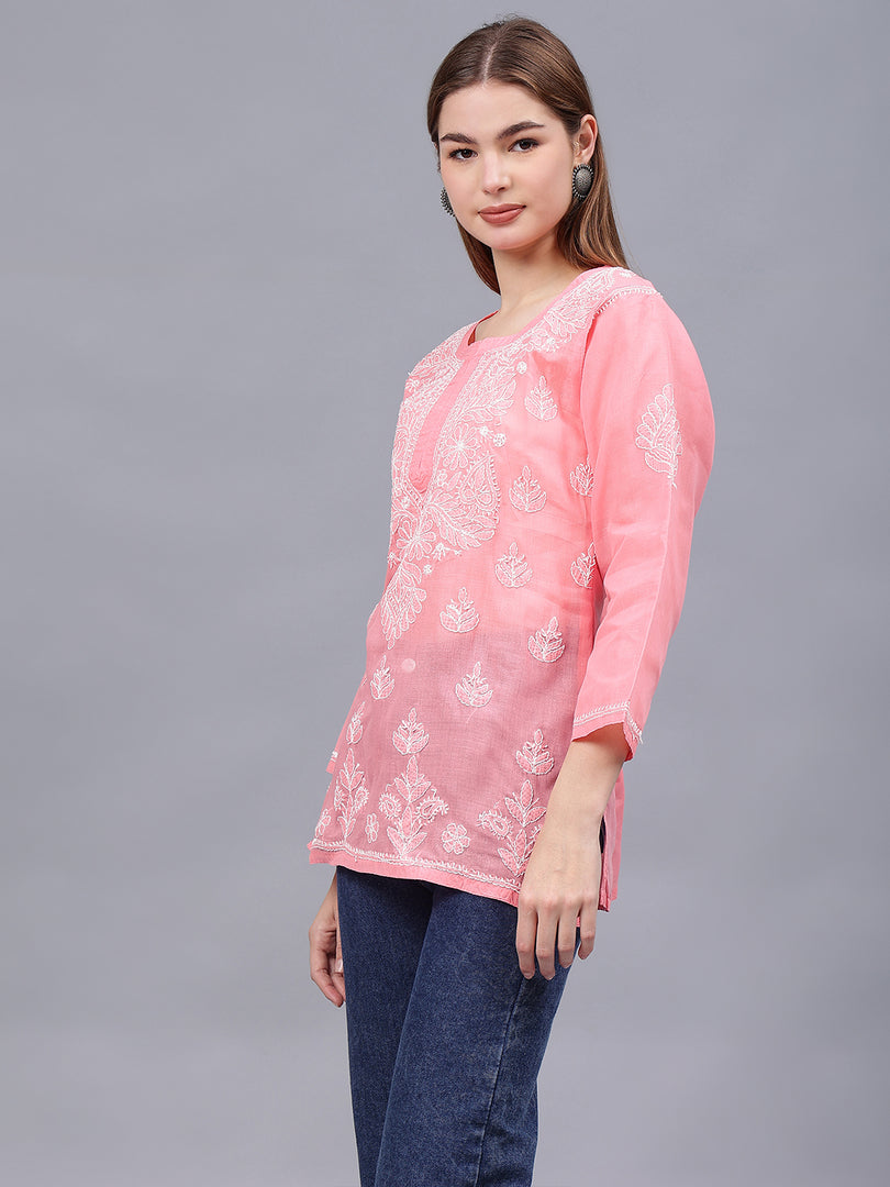 Seva Chikan Hand Embroidered Terivoil Cotton Lucknowi Chikan Top