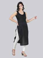 Load image into Gallery viewer, Seva Chikan Cotton Long Slips Combo of Black (Pack of 2)