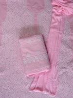 Load image into Gallery viewer, Seva Chikan Hand Embroidered Pink Terivoil Cotton Lucknowi Chikankari Unstitched Suit Piece-SCL13017
