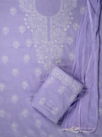 Load image into Gallery viewer, Seva Chikan Hand Embroidered Mauve Cotton Lucknowi Chikankari Unstitched Suit Piece-SCL13063
