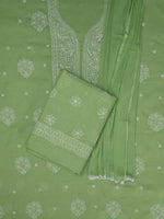 Load image into Gallery viewer, Seva Chikan Hand Embroidered Green Cotton Lucknowi Chikankari Unstitched Suit Piece-SCL13101