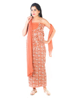 Load image into Gallery viewer, Seva Chikan Hand Embroidered Orange Cotton Lucknowi Chikan Unstitched Suit Piece-SCL1642