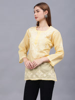 Load image into Gallery viewer, Seva Chikan Hand Embroidered Terivoil Cotton Lucknowi Chikan Top