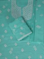Load image into Gallery viewer, Seva Chikan Hand Embroidered Sea Green Georgette Lucknowi Chikankari Unstitched Suit Piece-SCL13111