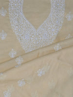 Load image into Gallery viewer, Seva Chikan Hand Embroidered Beige Terivoil Cotton Lucknowi Chikankari Unstitched Suit Piece-SCL13044