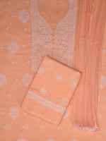 Load image into Gallery viewer, Seva Chikan Hand Embroidered Appricoat Peach Cotton Lucknowi Chikankari Unstitched Suit Piece-SCL13103