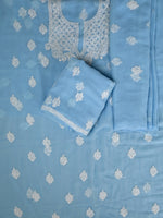 Load image into Gallery viewer, Seva Chikan Hand Embroidered Berry Blue Georgette Lucknowi Chikankari Unstitched Suit Piece-SCL13116