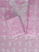 Load image into Gallery viewer, Seva Chikan Hand Embroidered Pink Georgette Lucknowi Chikankari Unstitched Suit Piece-SCL13125