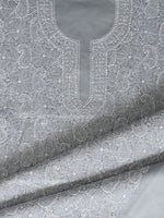 Load image into Gallery viewer, Seva Chikan Hand Embroidered Grey Terivoil Cotton Lucknowi Chikankari Unstitched Suit Piece-SCL13021