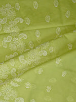 Load image into Gallery viewer, Seva Chikan Hand Embroidered Green Terivoil Cotton Lucknowi Chikankari Unstitched Suit Piece-SCL13010