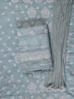 Load image into Gallery viewer, Seva Chikan Hand Embroidered Grey Cotton Lucknowi Chikankari Unstitched Suit Piece-SCL13088