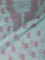 Load image into Gallery viewer, Seva Chikan Hand Embroidered Sea Green Cotton Lucknowi Chikankari Unstitched Suit Piece-SCL13108