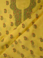 Load image into Gallery viewer, Seva Chikan Hand Embroidered Yellow Cotton Lucknowi Chikankari Unstitched Suit Piece-SCL13109