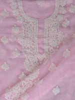 Load image into Gallery viewer, Seva Chikan Hand Embroidered Pink Georgette Lucknowi Chikankari Unstitched Suit Piece-SCL13119
