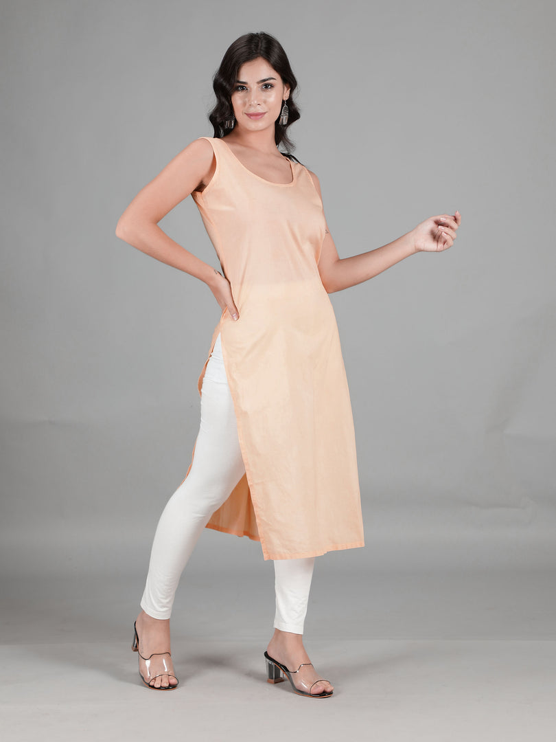 Seva Chikan Cotton Long Slips Combo Of Black (Pack of 2)
