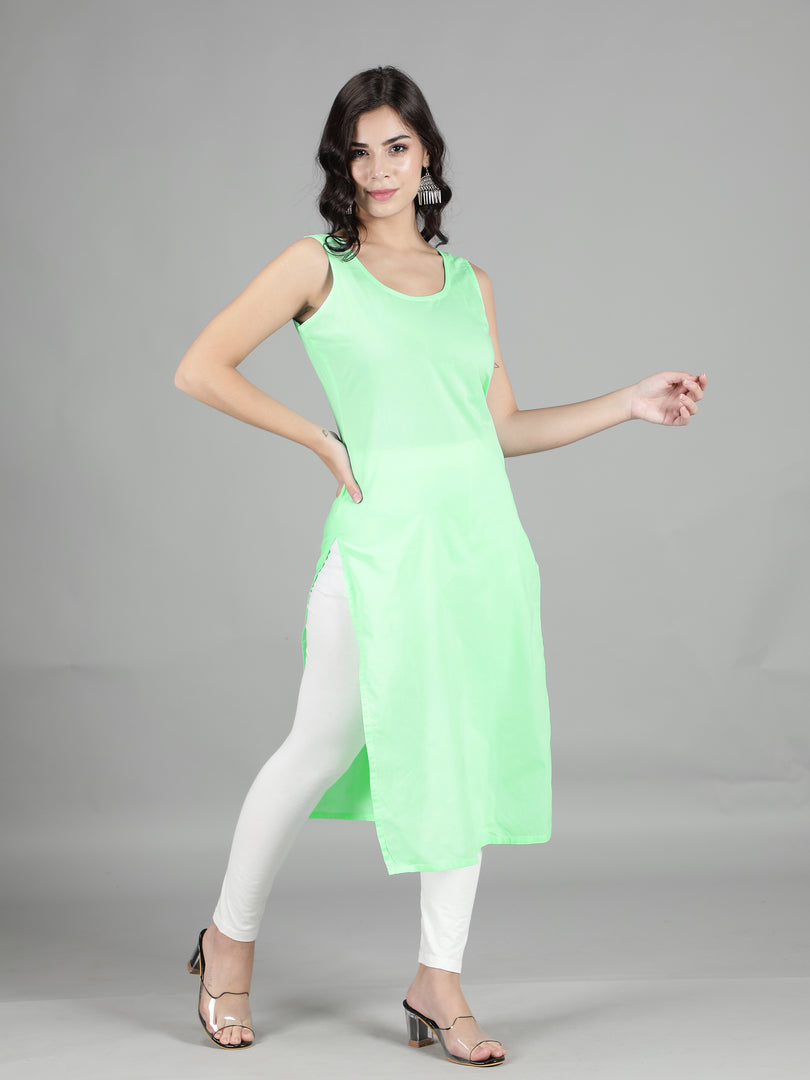 Seva Chikan Cotton Long Slips Combo of White (Pack of 2)