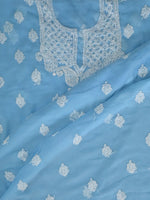 Load image into Gallery viewer, Seva Chikan Hand Embroidered Berry Blue Georgette Lucknowi Chikankari Unstitched Suit Piece-SCL13116