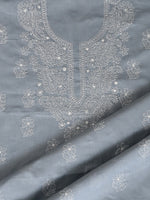 Load image into Gallery viewer, Seva Chikan Hand Embroidered Grey Cotton Lucknowi Chikankari Unstitched Suit Piece-SCL13056
