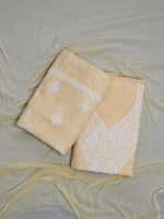 Load image into Gallery viewer, Seva Chikan Hand Embroidered Beige Terivoil Cotton Lucknowi Chikankari Unstitched Suit Piece-SCL13044