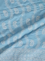 Load image into Gallery viewer, Seva Chikan Hand Embroidered Blue Cotton Lucknowi Chikankari Unstitched Suit Piece-SCL13094