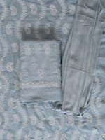 Load image into Gallery viewer, Seva Chikan Hand Embroidered Grey Cotton Lucknowi Chikankari Unstitched Suit Piece-SCL13089