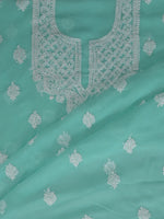 Load image into Gallery viewer, Seva Chikan Hand Embroidered Sea Green Georgette Lucknowi Chikankari Unstitched Suit Piece-SCL13111