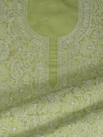 Load image into Gallery viewer, Seva Chikan Hand Embroidered Green Terivoil Cotton Lucknowi Chikankari Unstitched Suit Piece-SCL13019