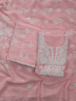Load image into Gallery viewer, Seva Chikan Hand Embroidered Peach Georgette Lucknowi Chikankari Unstitched Suit Piece-SCL13124