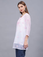 Load image into Gallery viewer, Seva Chikan Hand Embroidered Georgette Lucknowi Chikankari Top With Slip