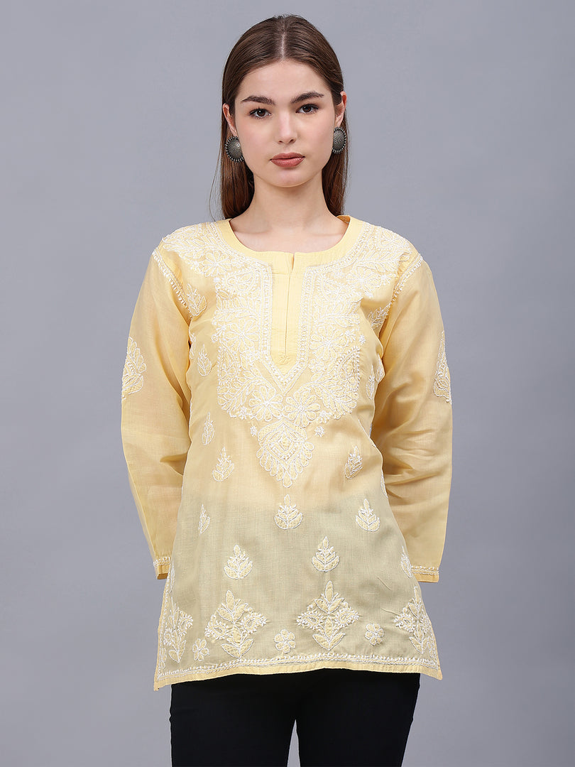 Seva Chikan Hand Embroidered Terivoil Cotton Lucknowi Chikan Top