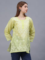Load image into Gallery viewer, Seva Chikan Hand Embroidered Terivoil Cotton Lucknowi Chikan Top