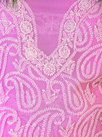 Load image into Gallery viewer, Seva Chikan Hand Embroidered Pink Georgette Lucknowi Chikankari Unstitched Suit Piece-SCL1675