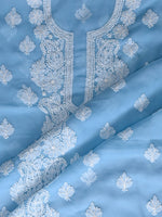Load image into Gallery viewer, Seva Chikan Hand Embroidered Berry Blue Georgette Lucknowi Chikankari Unstitched Suit Piece-SCL13117