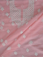 Load image into Gallery viewer, Seva Chikan Hand Embroidered Peach Georgette Lucknowi Chikankari Unstitched Suit Piece-SCL13110