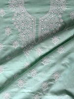 Load image into Gallery viewer, Seva Chikan Hand Embroidered Sage Green Cotton Lucknowi Chikankari Unstitched Suit Piece-SCL13066