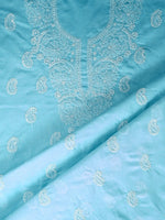 Load image into Gallery viewer, Seva Chikan Hand Embroidered Blue Cotton Lucknowi Chikankari Unstitched Suit Piece-SCL13078