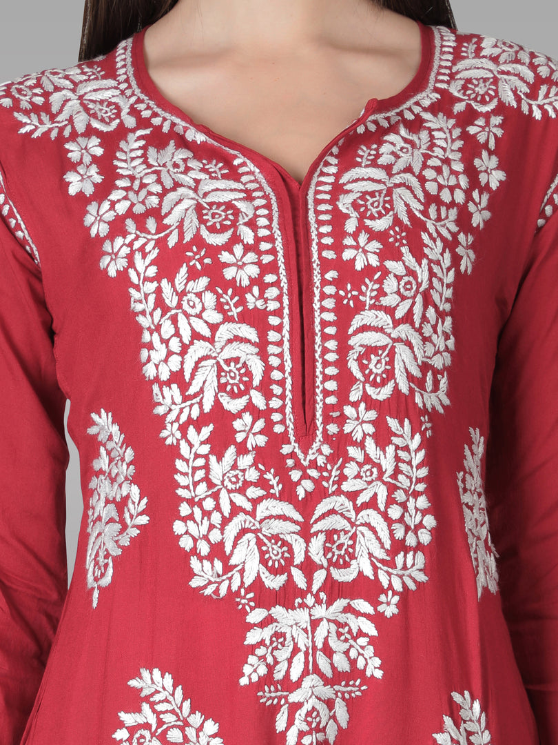 Seva Chikan Hand Embroidered Modal Cotton Lucknowi Chikankari Kurta