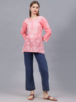 Load image into Gallery viewer, Seva Chikan Hand Embroidered Terivoil Cotton Lucknowi Chikan Top