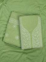 Load image into Gallery viewer, Seva Chikan Hand Embroidered Green Cotton Lucknowi Chikankari Unstitched Suit Piece-SCL13101