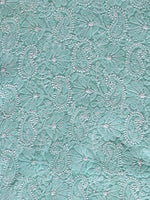Load image into Gallery viewer, Seva Chikan Hand Embroidered Sea Green Terivoil Cotton Lucknowi Chikankari Unstitched Suit Piece-SCL13020